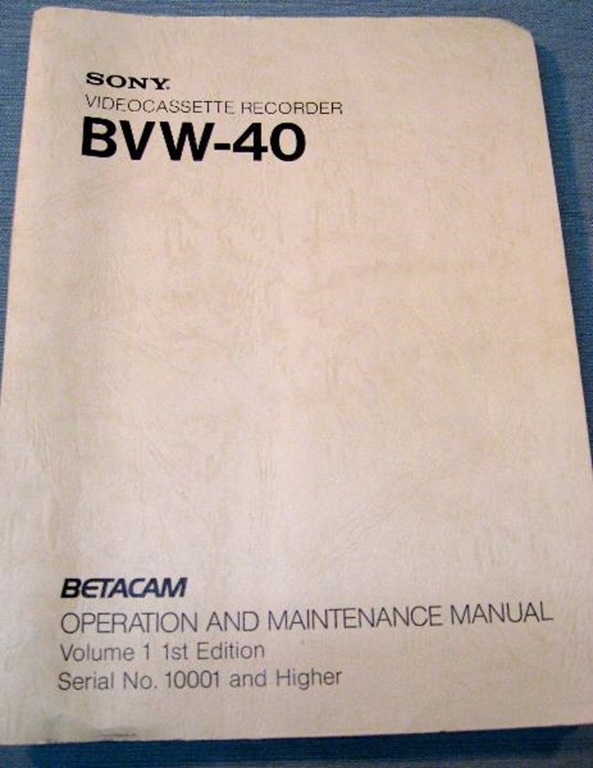 Image sur Sony BVW-40 Operation & Maintenance Manual Vol 1, 1st Ed.