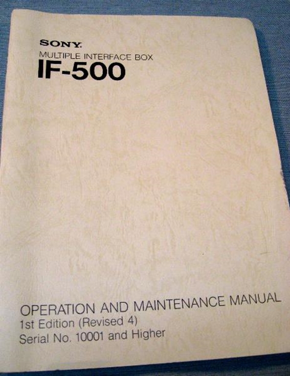 Afbeelding van Sony IF-500 Operation and Maintenance Manual 1st Edition (Revised 4)