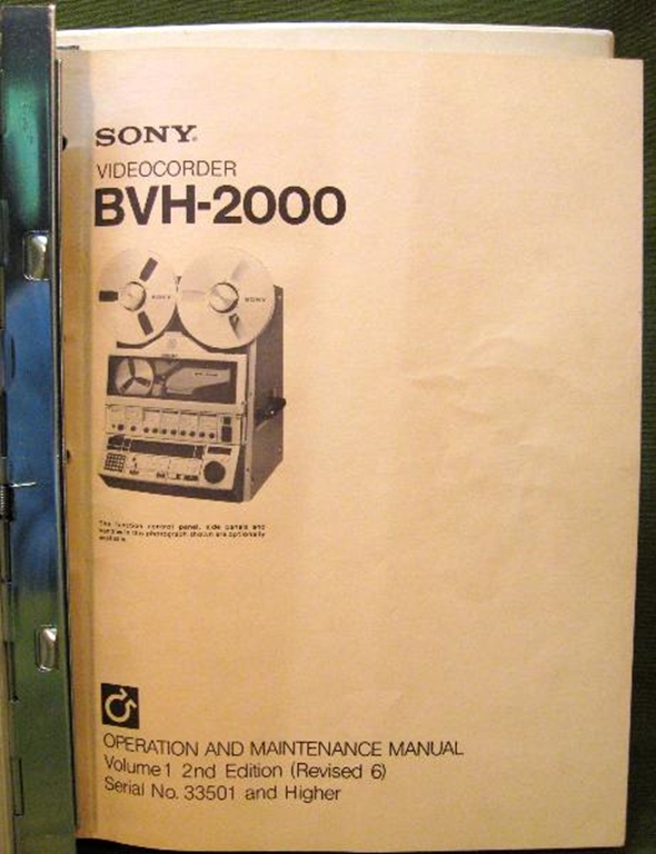 Image sur Sony BVH-2000 Operation and Maintenance Manual Volume 1 2nd Edition (Revised 6)