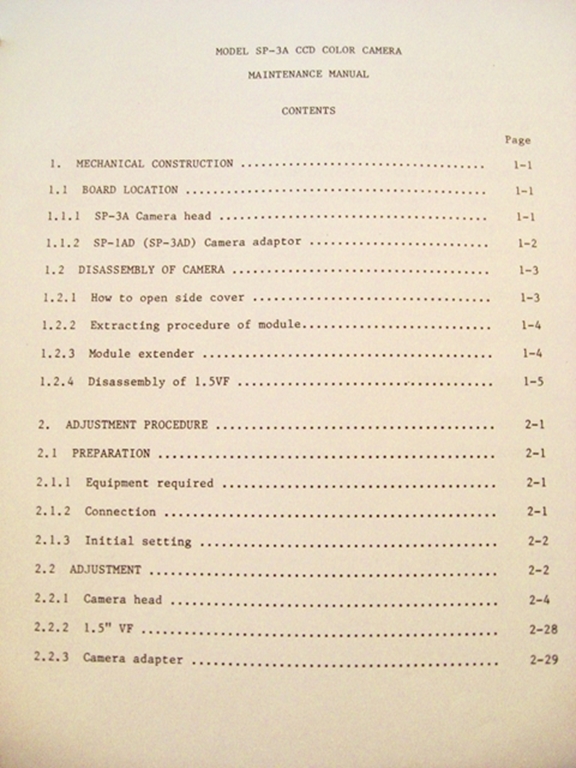 Afbeelding van NEC SP-3 CCD Camera Manual