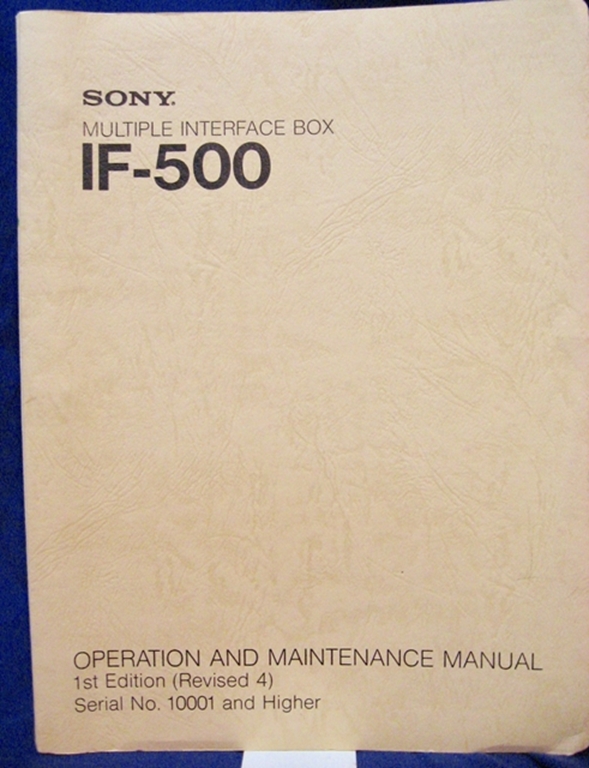 Afbeelding van Sony IF-500 Operation and Maintenance Manual 1st Edition (Revised 4)