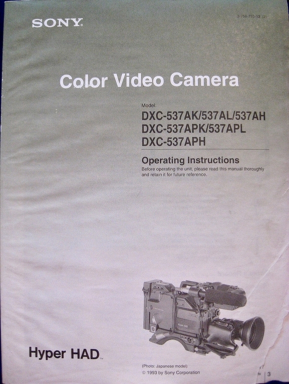 Picture of Sony DXC-537 Operating Instructions