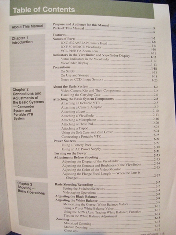 Afbeelding van Sony DXC-537 Operating Instructions