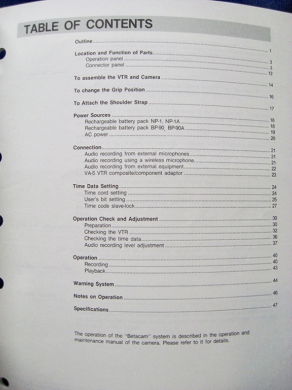 Afbeelding van Sony BVV-5 Operation Manual, 1st Ed, (Revised 3) 
