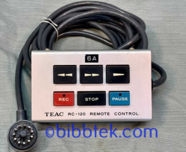 Picture of Teac RC-120 Remote Control, with an 11 pin circular plug.